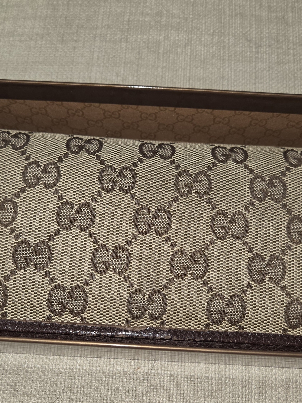 Gucci Beige Canvas Wallet with Brown GG Monogram